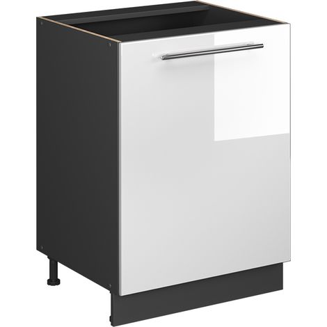 Mobiletto base cucina Fame-Line, Bianco lucido/Antracite, 60 cm 1 anta senza piano di lavoro, Vicco (1/5)