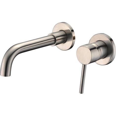 Badezimmer-Wandhalterung für Wasserhähne Nickel gebürstet, Einhandgriff mit grobem Ventil aus Messing (1/5)
