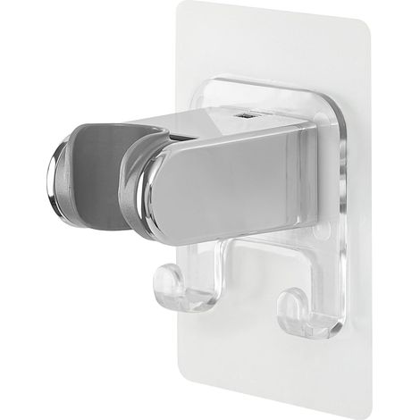 Support Pommeau de Douche sans Percage, Autocollant Support Douchette, Avec Double Crochet, Diamètre intérieur 21–24 mm, Universel Porte Pommeau de Douche,Transparent