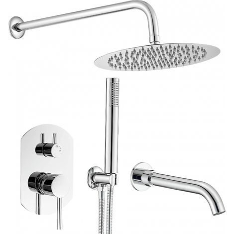 Conjunto de ducha empotrada monomando redonda ROMA cromado Ø 20cm (1/2)