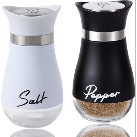 Lot de 2 Salière et Poivrière en Acier Inoxydable et Verre - Moulin à Épices de Cuisine Élégant (1/5)