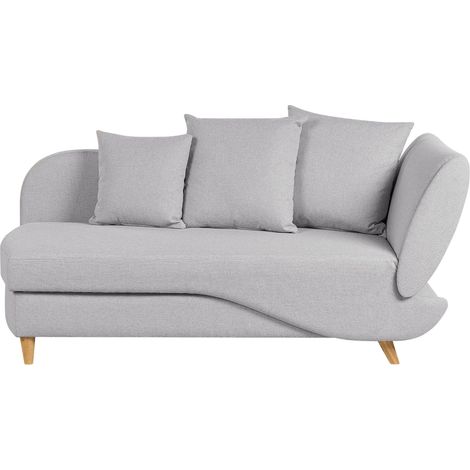 Chaise Longue in tessuto grigio chiaro lato destro con contenitore Meri