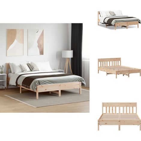 Cadre de lit sans matelas 160x200 cm bois massif de pin - Cadre De Lit - Lit Double - Bois Massif - Lit En Bois - Chambre À Coucher (1/5)