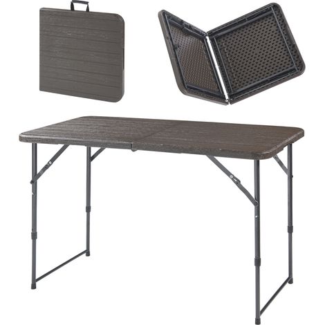 Höhenverstellbarer Klapptisch Adelfia 120x60cm Holzoptik [en.casa]