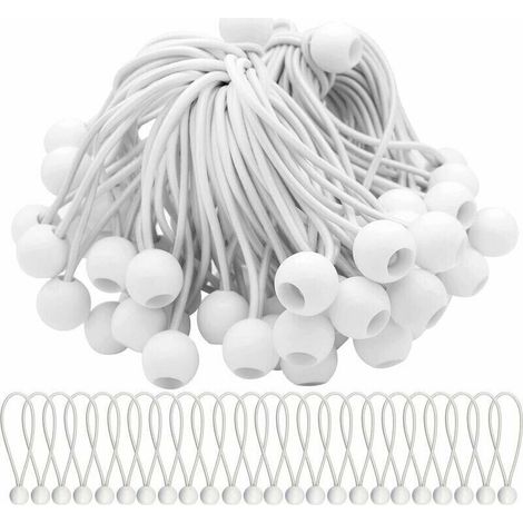 Lot de 75 Cordons Élastiques avec Boules Sandow - Idéal pour Attacher Chapiteaux, Tentes, Bannières et Bâches -