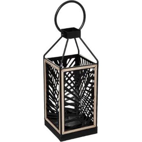 Lanterne en Métal Design "Feuillage" 38cm Noir (1/3)