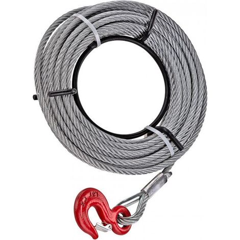Dema – Câble métallique 20 m – Charge max 1,6 tonnes – Diamètre 11 mm – Galvanisé avec crochet de sécurité