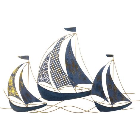 Nautisches Segelboot-Wandornament aus Metall für maritime Dekoration im Matrosenstil