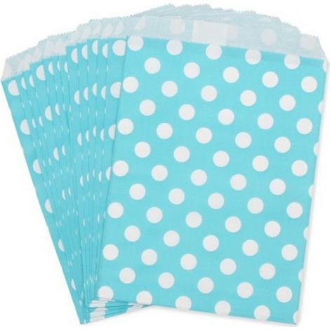 TrAdE Shop Traesio - 60 Sacchetti Sacchetto Busta In Carta Celeste Pois 16x13 Cm Confettata Caramelle -