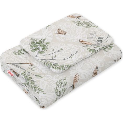Juego de cama para bebé con relleno, 2 piezas, 75x100cm RECIÉN NACIDO - pájaros marrones (1/3)