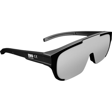 Überbrille zur Sonnenfinsternis 2026 zum Tragen über der Korrektionsbrille, zertifiziert nach ISO 12312-2, CE EPI Kat. II, OD 4.67