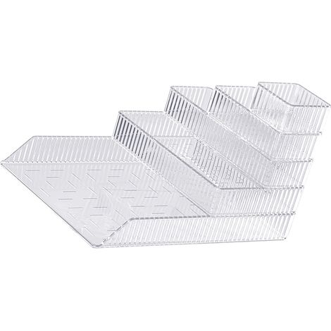 Boîte de rangement transparente à 6 tiroirs, organiseur de bureau, grande capacité, pour bijoux et fournitures scolaires, idéale pour la maison et l'école. (1/5)