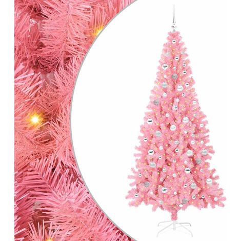 Weihnachtsbaum mit 300 LEDs mit Ständer Rosa 210 cm PVC vidaXL