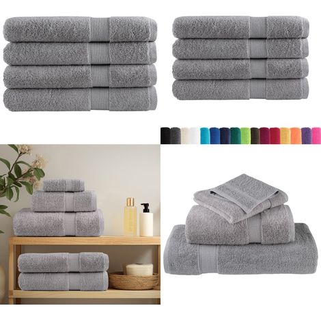 Premium-Handtücher SOLUND 4 Stk. Grau 100x200 cm 600 g/m² - Baumwolle - Handtücher - Badezimmertextilien - Grau - Waschbare Handtücher - Home & Living (1/5)