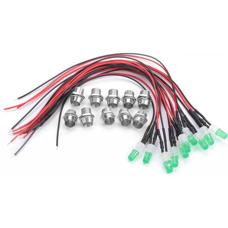 10 ampoules LED 12 V 8 mm pré-câblées à lumière constante, ultra-lumineuses et transparentes (05)