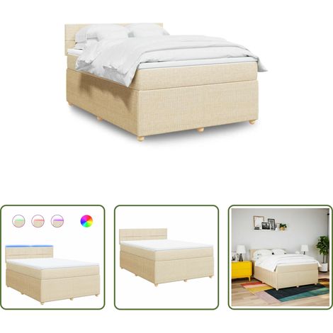 Matratze - Boxspringbett mit Matratze Creme 160x200 cm Stoff (1/5)