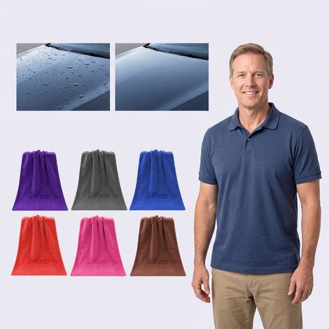 Microfiber car dry towel gently cleans and wipes car surfaces, quickly absorbs water, soft and lint-free -- Purple (1/5)