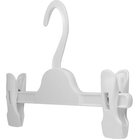 Cintre à Pinces - Lot de 20 - Plastique Blanc - Réglable - Pour Pantalon et Jupe - 28cm (1/5)