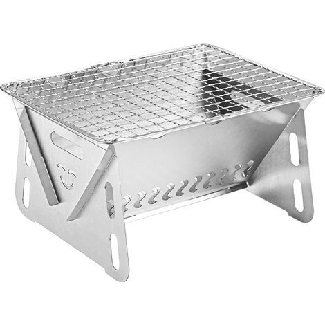 Barbecue pliable portable, idéal pour 1 à 2 personnes - Mini barbecue au charbon de bois, parfait pour le camping, brasero compact en acier inoxydable. (1/5)