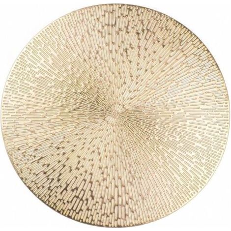 Lot de 6 sets de table ronds en vinyle métallisé doré creux de 38 cm, lavables, faciles à nettoyer, antidérapants, résistants à la chaleur pour décoration de table de mariage (1/4)