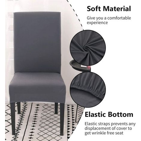 Housses de chaise élastiques, lot de 4, universelles, amovibles et lavables, convenant aux maisons, hôtels et restaurants. (1/5)