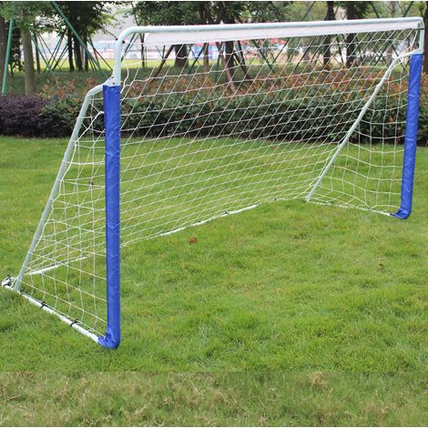 Portería de fútbol (243.84x152.4x91.44 cm), con red, plegable, nylon y acero, azul (1/5)
