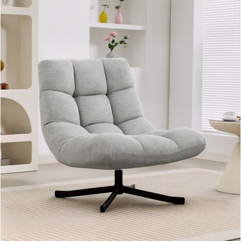 Drehsessel 75 cm hellgrau aus Chenille mit breiter Sitzfläche, wasserabweisend und 360° drehbar (1/5)
