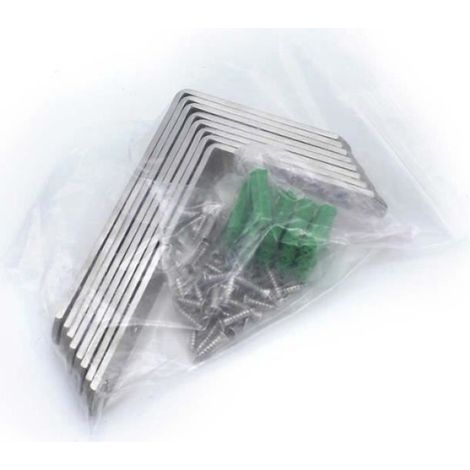 Support d'angle en acier inoxydable - Argenté - Lot de 8 - 5mm de diamètre de trou (1/4)