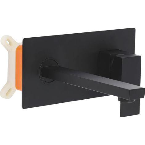 Rubinetto per bagno, a parete, con controllo della temperatura, nero, G1/2 (1/2)