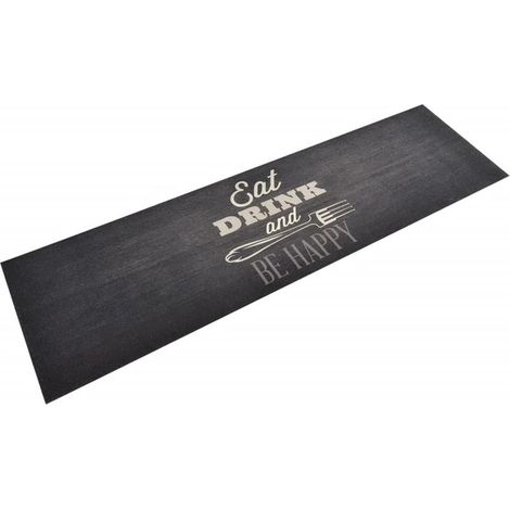 Tapis de cuisine lavable, noir, 45 x 150 cm, velours (1/5)