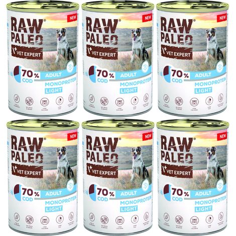 VetExpert Raw Paleo Cod Light Adult Boîte 6x800g Nourriture humide pour chiens adultes (1/3)