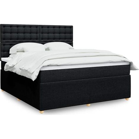 Boxspringbett mit Matratze Schwarz 180x200 cm Stoff