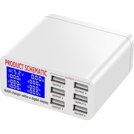 Station De Charge USB Ports avec Affichage LCD Adaptateur Alimentation (1/5)