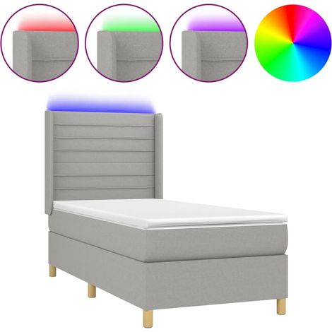 Maison Exclusive - Cama box spring colchón y luces LED tela gris (1/5)
