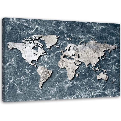Tableau sur toile Carte du monde Marbre Gris 60x40 (1/5)
