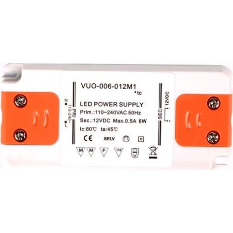 Transformateur d'alimentation LED - 6W, 12V DC, 0.25A - Tension constante pour les bandes LED et G4, MR11, MR16 Ampoules LED (1/3)