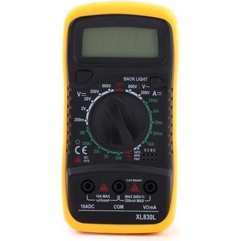 Yellow Digital Multimeter XL830L Voltmeter Ammeter Ohmmeter Tester ABI (1/4)