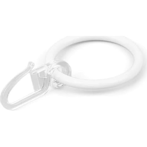 Lot de 50 Anneaux rideau, Métal blanc, Crochet plastique, Diamètre 30 mm, Fenêtre porte