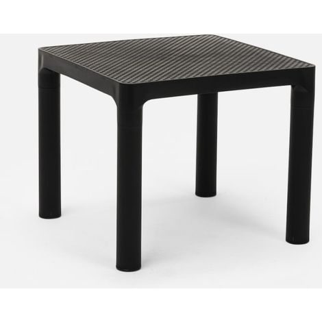 Tavolino basso da caffè bar giardino quadrato 45x45 cm interno esterno Aviat - Nero