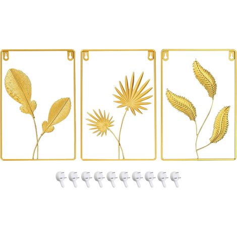 Décoration murale en métal Mitchell, ensemble de 3 sculptures murales en fer forgé représentant des feuilles de ginkgo et des palmiers, idéal pour la décoration de la maison, du bureau, du salon ou d' (1/5)