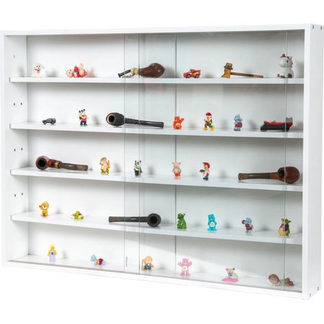 vetrinetta espositore per collezionismo bellahome bianco con ante in vetro temperato 80x11x60 cm