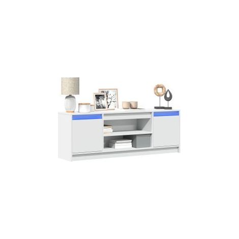 Meuble TV avec LED blanc 139,5x34x50 bois d'ingénierie (1/5)