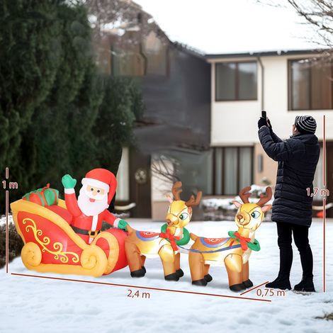 Décoration de Noël gonflable, Père Noël dans un traîneau à rennes, polyester (1/5)