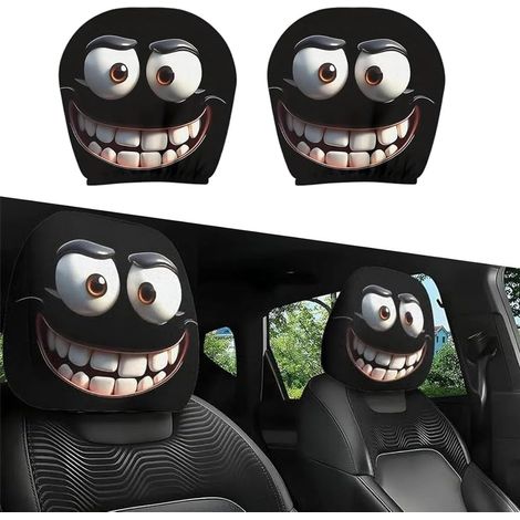 Car Headrest Covers 2pcs Halloween Headrest Covers Car Interior Decoration Funny Car Headrest Covers Universal Fit (1/5)