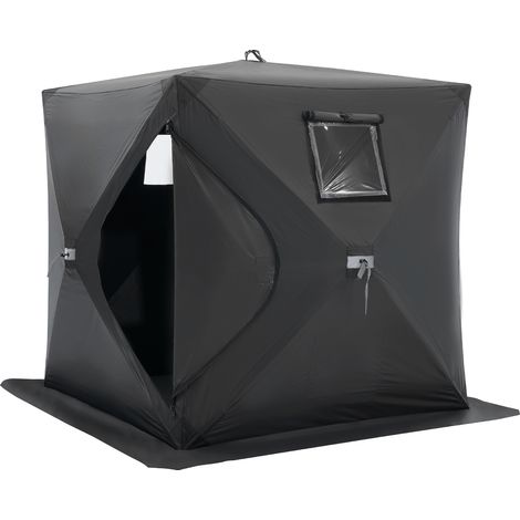VEVOR Tenda da Pesca sul Ghiaccio 1,5 x 1,5 x 1,65 m Rifugio Portatile per Pesca sul Ghiaccio per 1-2 Persone, Tessuto Oxford 300D Impermeabile, Ancore, Corde, Borsa per Trasporto, per Pesca Invernale