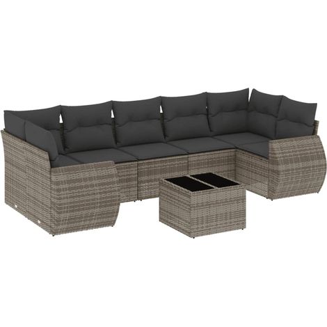 Maison Exclusive - 8-tlg. Garten-Sofagarnitur mit Kissen Grau Pol