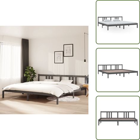 Massivholzbett Grau 200x200 cm - Holzbett - Massivholzbette - Kiefernholzbette - Doppelbett - Boxspringbett (1/5)