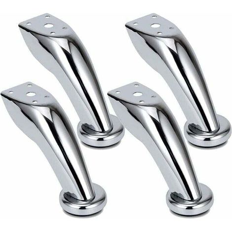 Pieds de canapé en acier inoxydable épais, 4 pieds de meuble, pieds chromés, pieds de canapé-lit de garde-robe, utilisés pour les canapés, chaises, tabourets, armoires (9,5 cm) (1/4)