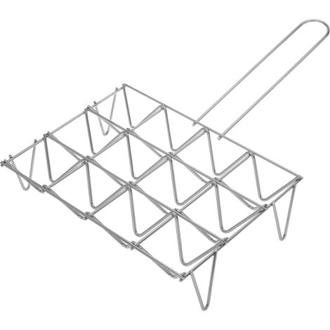 PrimeMatik - Grille barbecue en fer zingué avec manche pour légumes capacité 12 unités (1/5)
