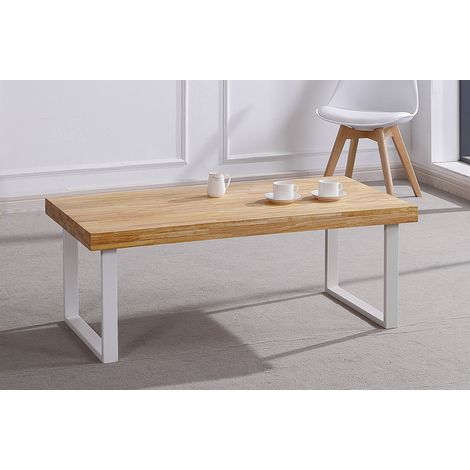 Mesa Centro Natural Roble Nordish / Blanco. OK1222